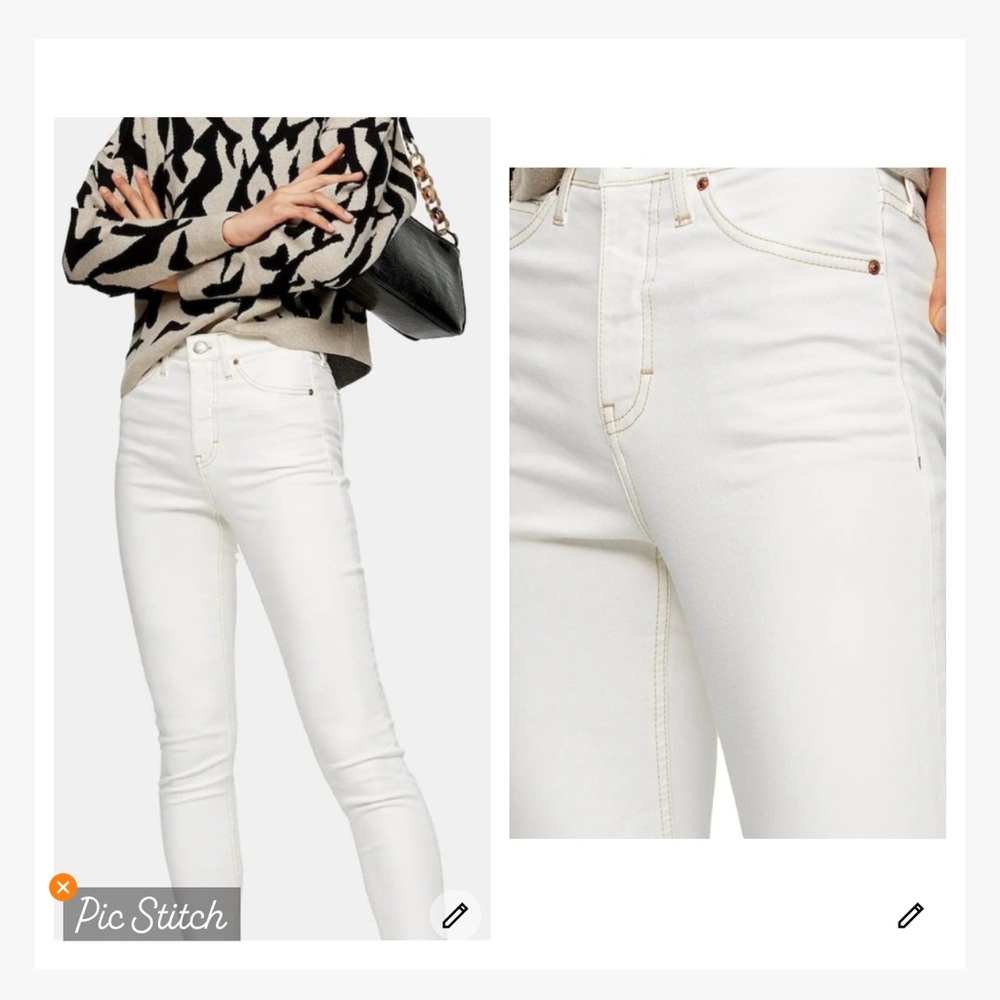 Topshop Jamie High Waisted Skinny Jeans Cream